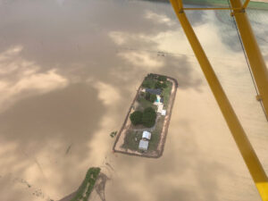 aerial view of flooding in southeast arkansas